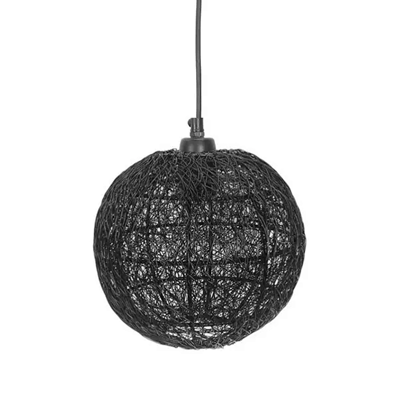 Подвесной светильник с плетеным металлическим абажуром в форме шара Wicker Iron Lamp Черный в Нижнем Новгороде | Loft Concept 