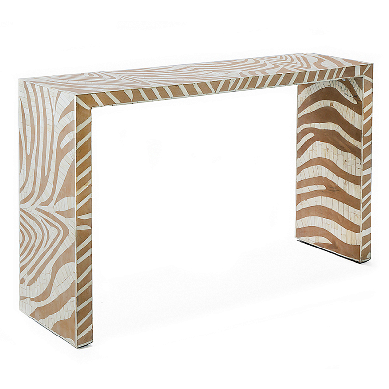 Консоль Дизайнерская Kenya Console ZEBRA Bone Inlay Beige ivory ( слоновая кость ) Бежевый в Нижнем Новгороде | Loft Concept 