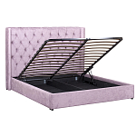 Кровать двуспальная фиолетовая с основанием из массива дерева с мягким изголовьем Velour Beds варинант исполнения - 2 | Loft Concept в Нижнем Новгороде