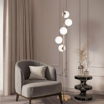 Торшер на золотом основании с 5-ю белыми шарообразными плафонами Bubble варинант исполнения - 4 | Loft Concept в Нижнем Новгороде