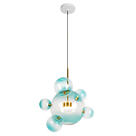 Подвесной светильник с прозрачными бирюзовыми стеклянными шарами и золотыми деталями Диаметр 46 Giopato & Coombes варинант исполнения - 1 | Loft Concept в Нижнем Новгороде