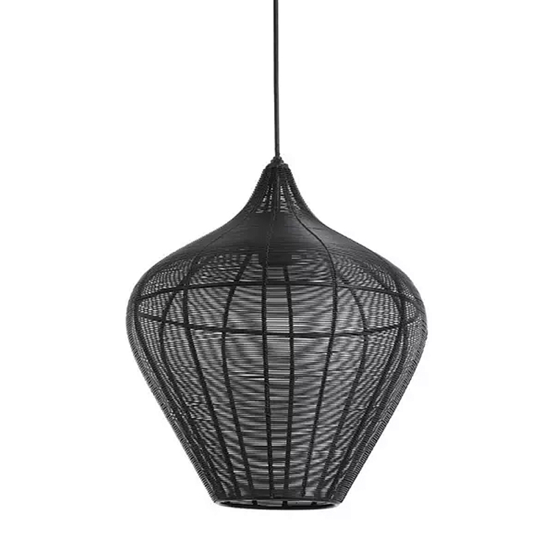 Подвесной светильник в форме купола с плетеным металлическим абажуром Wicker Iron Lamp Черный в Нижнем Новгороде | Loft Concept 