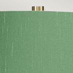 Настольная лампа с белым фигурным основанием на латунном основании и зеленым тканевым конусным абажуром Elstead Lighting варинант исполнения - 2 | Loft Concept в Нижнем Новгороде