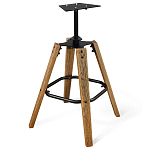 Барный стул со спинкой и металлической подставкой на 4-х деревянных ножках Зеленый Велюр Vendramin Chair варинант исполнения - 4 | Loft Concept в Нижнем Новгороде