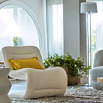 Кресло изогнутое с обивкой из ткани букле Smooth Bend Boucle Chair варинант исполнения - 9 | Loft Concept в Нижнем Новгороде