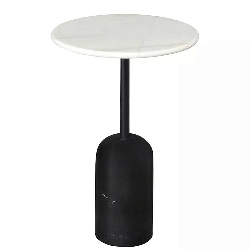 Кофейный столик с белой мраморной столешницей на черном основании Tall Coffee Black and White Table Белый Черный в Нижнем Новгороде | Loft Concept 