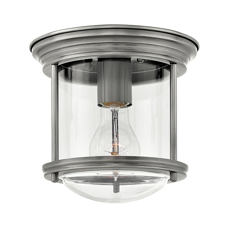 Потолочный светильник для ванных комнат с цилиндрическим стеклянным плафоном и одной лампой Hinkley Никель Белый Бронза Прозрачное Стекло Хром в Нижнем Новгороде | Loft Concept 