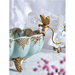 Чаша из голубого фарфора на бронзовых ножках с рисунком цветов и фигурками стрекоз Blue Garden варинант исполнения - 6 | Loft Concept в Нижнем Новгороде