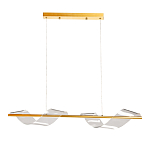 Люстра линейная золотистого цвета с двумя прозрачными волнистыми элементами Wave Line варинант исполнения - 2 | Loft Concept в Нижнем Новгороде