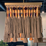 Люстра квадратная плетеная с бахромой Wicker Square Chandelier with Tassels варинант исполнения - 6 | Loft Concept в Нижнем Новгороде