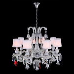 Люстра с 8-ю белыми текстильными абажурами и хрустальными подвесками Lustre Reverie варинант исполнения - 2 | Loft Concept в Нижнем Новгороде