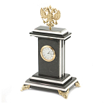 Часы настольные бронзовые с Гербом России из натурального камня Змевик Stone Clock варинант исполнения - 2 | Loft Concept в Нижнем Новгороде