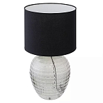 Настольная лампа с черным цилиндрическим тканевым абажуром и фактурным прозрачным основанием Black Cone варинант исполнения - 1 | Loft Concept в Нижнем Новгороде