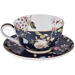 Чайный сервиз из фарфора темно-синий с рисунком цветов на 6 персон 14 предметов 300 мл Garden Whisper Porcelain Set  варинант исполнения - 1 | Loft Concept в Нижнем Новгороде