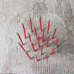 Дизайнерский журнальный стол с круглой прозрачной столешницей и основанием в виде красных металлических тросов Wires варинант исполнения - 4 | Loft Concept в Нижнем Новгороде