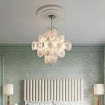 Люстра  с каскадом из круглых декоративных элементов  White Clear Glass Chandelier варинант исполнения - 5 | Loft Concept в Нижнем Новгороде