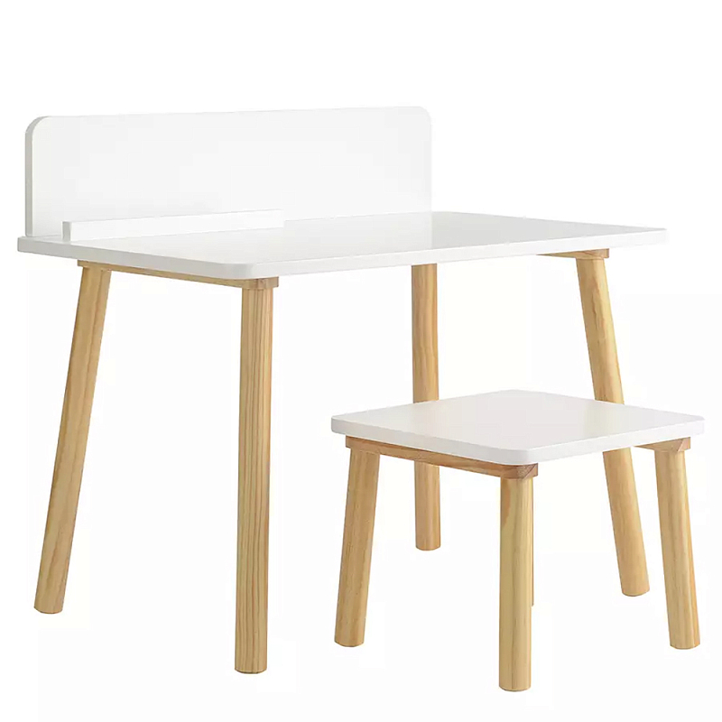 Набор детской мебели белый Childrens Table with Stool Белый Голубой в Нижнем Новгороде | Loft Concept 