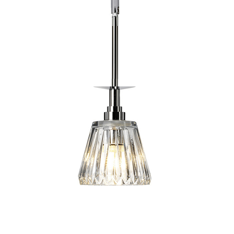 Подвесной светильник хромированного цвета с граненым прозрачным стеклянным плафоном Elstead Lighting Прозрачное Стекло Хром в Нижнем Новгороде | Loft Concept 