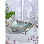 Блюдо прямоугольное из голубого фарфора с ручками и рисунком птиц и цветов Blue Garden варинант исполнения - 2 | Loft Concept в Нижнем Новгороде