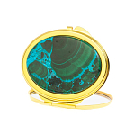 Зеркало карманное складное овальное из натурального камня Малахит с Хризоколлой Gold Stone Mirrors варинант исполнения - 2 | Loft Concept в Нижнем Новгороде