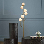 Торшер с 6-ю белыми стеклянными плафонами в форме шаров Gooseneck Pelle Chandelier варинант исполнения - 2 | Loft Concept в Нижнем Новгороде