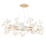 Люстра круглая с белыми лепестками из керамики и прозрачными хрустальными цветками Диаметр 82 см Wintery flovers варинант исполнения - 1 | Loft Concept в Нижнем Новгороде