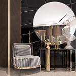 Настольная лампа с цилиндрическим абажуром из коричневой ткани и золотыми трубочками Brown Aura варинант исполнения - 4 | Loft Concept в Нижнем Новгороде