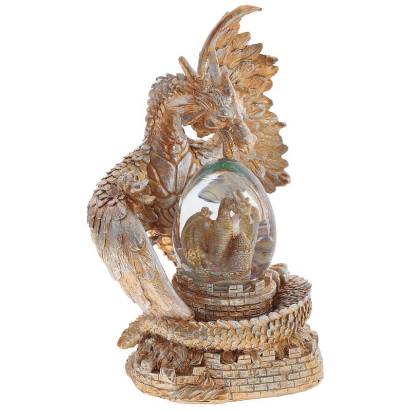 Декоративная статуэтка Дракон Dragon Guarding a Glass Egg Copper Медь Прозрачное Стекло в Нижнем Новгороде | Loft Concept 