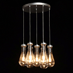 Люстра с 7-ю прозрачными плафонами из стекла в форме капли на круглом потолочном основании цвета хром Lucid Rain  варинант исполнения - 3 | Loft Concept в Нижнем Новгороде