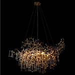 Подвесная люстра в виде ветвей деревьев золотого цвета с прозрачными подвесками-каплями 10 и 14 ламп Droplet Chandelier варинант исполнения - 4 | Loft Concept в Нижнем Новгороде