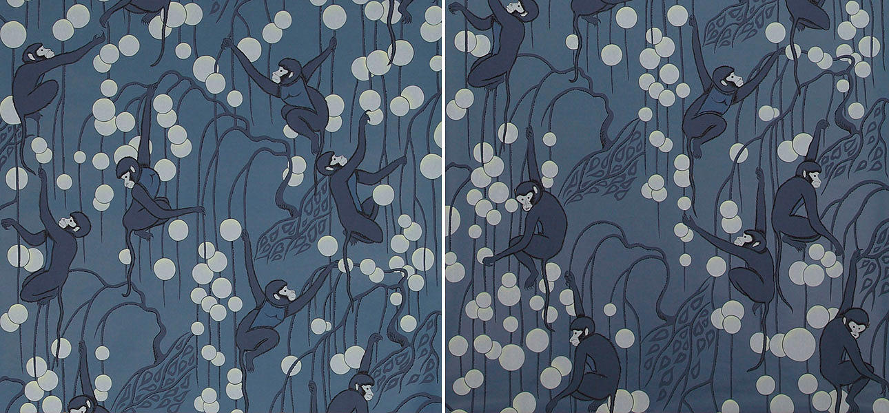 Обои ручная роспись Deco Monkeys Parisian Blue on dyed paper Обои ручная роспись Deco Monkeys Parisian Blue on dyed paper - Loft-Concept в Нижнем Новгороде