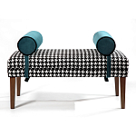 Банкетка Banquette PIED DE POULE с принтом гусиная лапка и синими подлокотниками  варинант исполнения - 1 | Loft Concept в Нижнем Новгороде