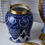 Ваза с насыщенным синим орнаментом и золотой крышкой Blue & White Ornament  варинант исполнения - 4 | Loft Concept в Нижнем Новгороде