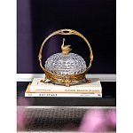 Конфетница из прозрачного рельефного стекла с ручкой и фигуркой лебедя Eden Garden варинант исполнения - 4 | Loft Concept в Нижнем Новгороде