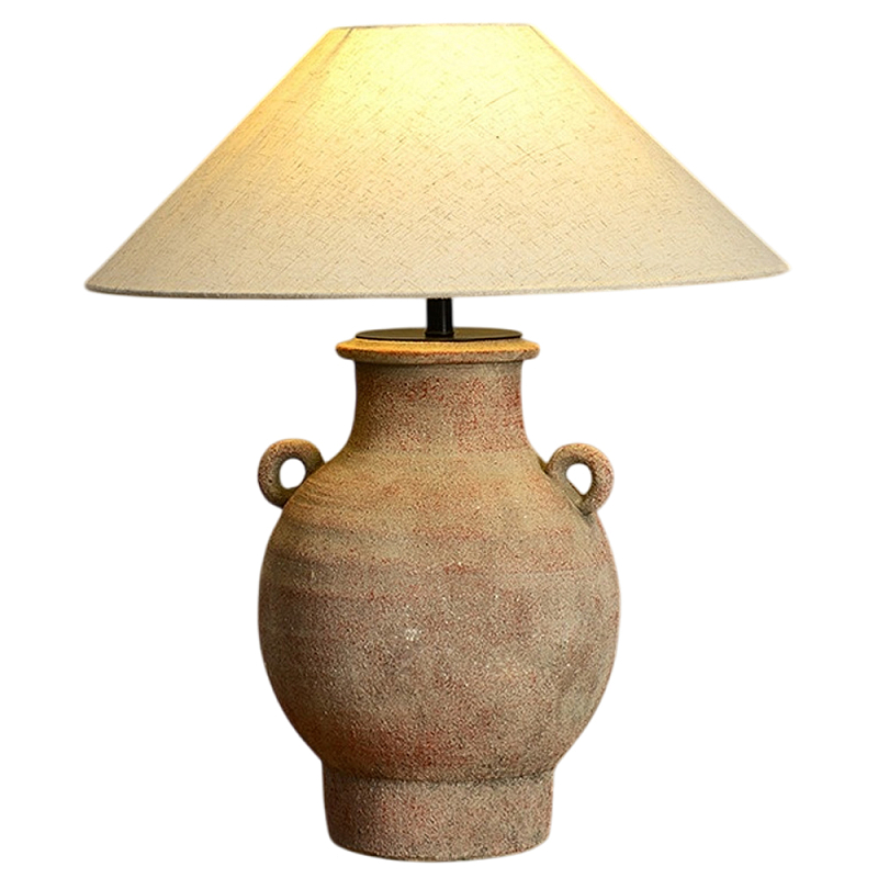 Настольная лампа керамическая с ручками и тканевым абажуром Eastern Tale Бежевый в Нижнем Новгороде | Loft Concept 