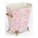 Кашпо из белого фарфора с розовым цветочным орнаментом Eden Garden варинант исполнения - 2 | Loft Concept в Нижнем Новгороде