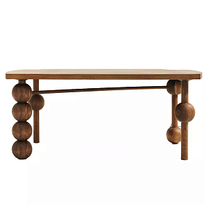 Обеденный стол деревянный с круглыми декоративными элементами на ножках Koko