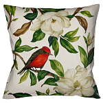 Декоративная подушка бежевая с изображением птиц и цветов Blooming Birds варинант исполнения - 1 | Loft Concept в Нижнем Новгороде