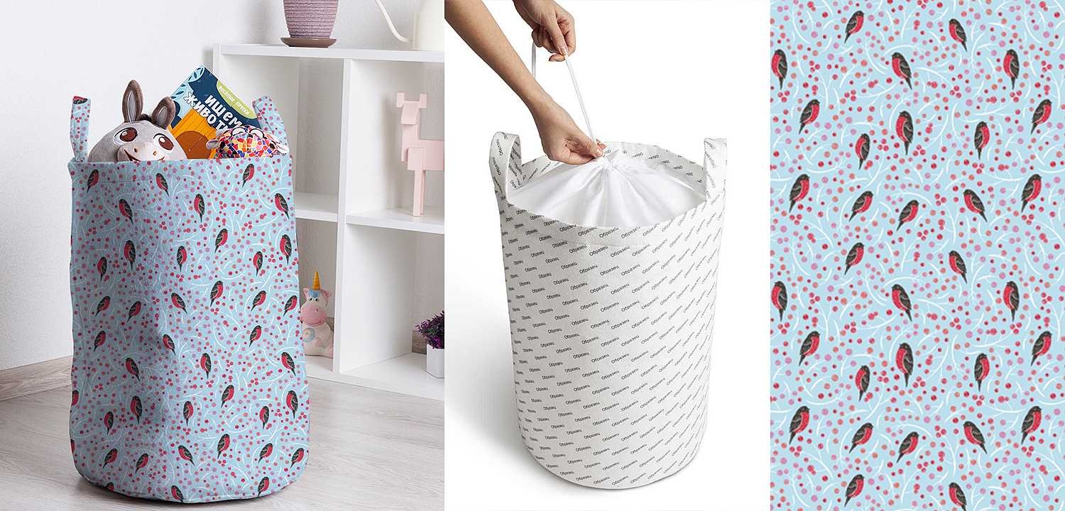 Корзина Bullfinches Pattern Basket Корзина Bullfinches Pattern Basket - Loft-Concept в Нижнем Новгороде