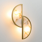 Бра с двумя полукруглыми плафонами из искусственного алебастра в бронзовой оправе Marbella варинант исполнения - 3 | Loft Concept в Нижнем Новгороде