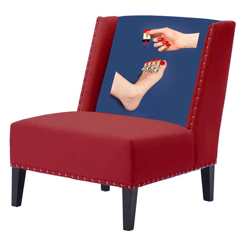 FUN Armchair "Pedicure" Red Дизайнерское кресло с цветным принтом Бургундский красный Сапфирово-синий в Нижнем Новгороде | Loft Concept 