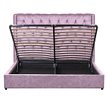 Кровать двуспальная фиолетовая с основанием из массива дерева с мягким изголовьем Velour Beds варинант исполнения - 3 | Loft Concept в Нижнем Новгороде