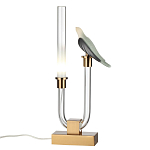 Настольная лампа с прозрачной трубкой и декоративной фигуркой птицы на бронзовой подставке Ganthea варинант исполнения - 2 | Loft Concept в Нижнем Новгороде