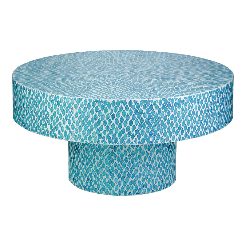 Стол Кофейный с инкрустацией Flower Blue Голубой Стол Кофейный с инкрустацией Flower Blue Голубой в Нижнем Новгороде | Loft Concept