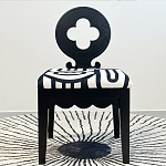 Дизайнерский стул с круглой деревянной спинкой Black and White Clover варинант исполнения - 2 | Loft Concept в Нижнем Новгороде