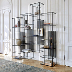 Стеллаж из металла и стекла Menzie Black Stripes Metal Rack варинант исполнения - 6 | Loft Concept в Нижнем Новгороде
