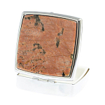 Таблетница карманная квадратная с 2-мя отделениями с зеркалом и накладкой из натурального камня Пегматит Silver Stone Pillboxes варинант исполнения - 2 | Loft Concept в Нижнем Новгороде