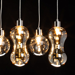 Люстра с 3-мя плафонами волнообразной формы цвета янтарь и 2-мя прозрачными шарообразными плафонами Lucid Rain  варинант исполнения - 5 | Loft Concept в Нижнем Новгороде