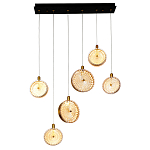 Подвесной светильник с плафонами из рельефного стекла Peony Glass Bronze Six варинант исполнения - 2 | Loft Concept в Нижнем Новгороде