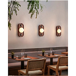 Настенный светильник овальный с деревянным основанием Wood Wall Lamp варинант исполнения - 1 | Loft Concept в Нижнем Новгороде